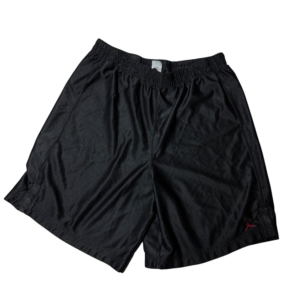 Jordan Mens Black Mesh Basketball Shorts Red Jumpman Logo XL
